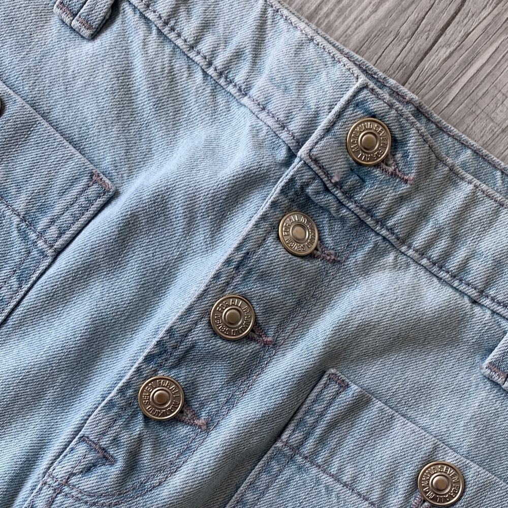 7 For All Mankind Light Blue Button-Front Denim Skirt, Size 27. - Picture 2 of 12